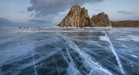 Shamanka Rock, Lake Baikal, Siberia, Russia.
